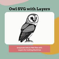 Layered Owl SVG | Black and White Cut Files (Digital Download)