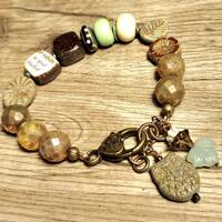 Owl Bracelet with Lampwork and Czech glass beads