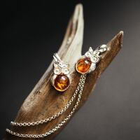Silver Owl Pendant with Baltic Amber | Handmade Sterling Silver Bird Charm | Nature Inspired Jewelry