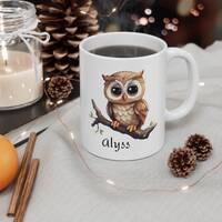 Cute owl mug, Gift for Her, Gift for Him, Birthday Gift, Gift for Friend, Gift for Mom, Bird Lover M