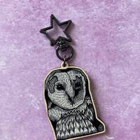 Barn Owl Wooden Keyring