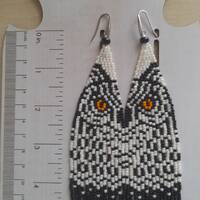 OWL Beaded Fringe Earrings: Long Boho Toho Japan Beads