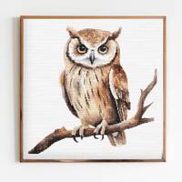 Owl on a Branch Cross Stitch Sewing Embroidery Pattern Instant DMC Download Bird Farmyard Woodland C
