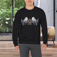Owl Bird Sweatshirt, Unisex Gender-Neutral Plus Size Shirt, Winter Wildlife Forest Animal Birdwatche