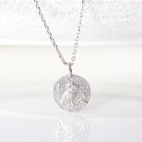 Sterling Silver Hammered Owl Pendant Necklace: Dainty Bird Jewelry