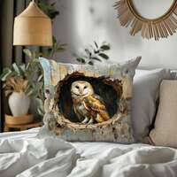 Barn Owl Throw Pillow, Enchanting Barn Owl Design, Enchanted Night Owl Cushion Cover, Dreamy Barn Ow