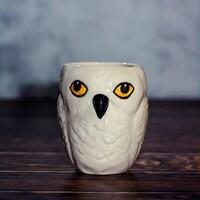 Owl Mug, Ceramic Art, Unique Handmade Gift mug, Freaky Clay, Spooky, Coffee mug, HP, Animals