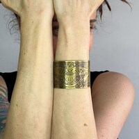 Adjustable brass bracelet for women, Owl bracelet made of brass, boho jewelry with owl