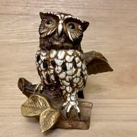 Vintage Homco Horned Owl Figurine, Porcleain Owl Taking Off