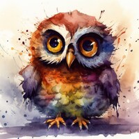 Quirky Little Owl, wall art, home office, kids room art, nursery decor, cute owl art, bird lover pri