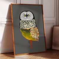 Golden Owl Art Print, Whimsical Home Decor, Gift For Her, Kitchen, Bedroom, Bathroom, Living Room, E