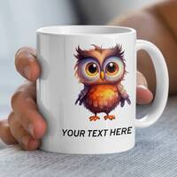 Cute Owl Mug, Adorable Cartoon Owl Coffee Cup, Personalized Text Option, Gift for Bird Lovers, Uniqu