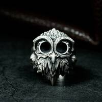 Owl 925 Silver Ring – Realistic Nocturnal Bird Design – Handmade Detailed Wildlife State