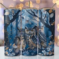 Floral Owl Tumbler Wrap, 20oz Skinny Sublimation Tumbler Design, Watercolor Owl Sublimation Design P