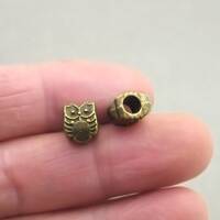 Owl Beads, Large Hole Owl Beads, up to 12 pcs, Antique Bronze 8X10mm BD0168B