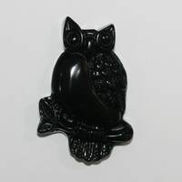 Obsidian Owl Pendant 50x34mm.
