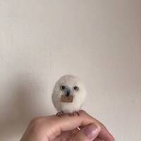 2-Inch Miniature Felt Snowy Owl with Tiny Envelope, Adorable Gift Collectible,Owl Lovers Gift,Christ