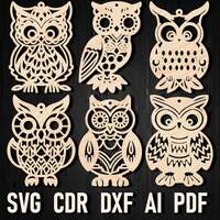 Svg Owl Christmas Ornaments Files for Laser Cutting, Glowforge and other machines Dxf Cdr for Laser 