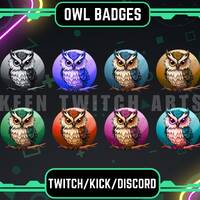 Cute Owl Sub Badges For Twitch | Twitch Sub & Bit Badges | Bird Sub Badges | Kawaii Sub Badges |
