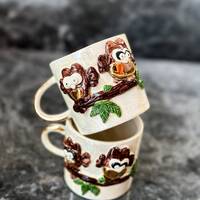 Owl mugs, coffee mugs, ceramic mugs, handmade mugs, filter coffee mugs, 200 ml mugs, tea mugs