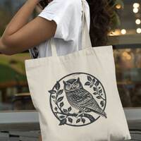 Owl Natural Cotton Tote Bag Owl Print Bird Tote Screen Printed Tote Bag Grocery Tote Bag Personal Ba