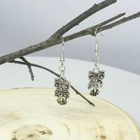 Metal Owl Earrings, Silver Owl Earring, Rustic Antique Silver, Unique Owl Jewelry, Unique Bird Earri