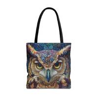Cute Pop Art Aesthetic Boho Owl Tote Bag for Beach, Shopping, Books, Gift for Bird Lovers Mother'