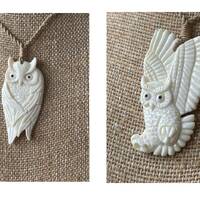 Hand Carved Bone Pueo Owl Pendant – Hawaiian Necklace