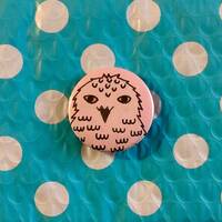 Hand Drawn Snowy Owl Pin 1.5”