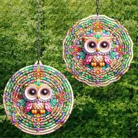 Pastel Rainbow Owl Wind Spinner Wind Spinner Png Wind Spinner Sublimation Designs Wind Spinner Desig
