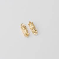 4PCS - Tiny Owl Bird Dangle Charm, Mini Gold Animal Lucky Pendant, Minimalist Parakeet Charms, Real 