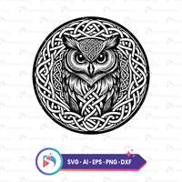 Celtic style owl vector art, svg, ai, eps, dxf, png digital download for cricut and silhouette, craf