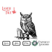 Laser Engrave File, Horned Owl SVG, LightBurn GlowForge for Signs Cutting Boards Coasters Cabin Deco