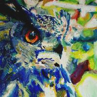 LIMITED EDITION Abstract Owl Impressionism Art 12 x 16 Colourful Bird Nature Animal Fine Art Print B