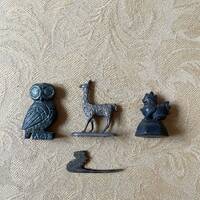Vintage bronze knick knack figure figurine sculpture metal llama owl of athena opium weight bird duc