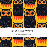 retro owl seamless pattern, 70s retro fabric, yellow owl background, vintage owl print, seamless owl
