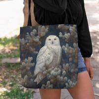 Snowy Owl Navy Tote Bag | Three Different Sizes | Reusable Shopping Bags | Travel Totes | Beach Bag 