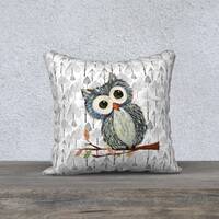 Blue Owl Square Decorative Throw Pillow Cover - Cute Sofa Pillow, Nursery, Kid, Child Gift - 18"