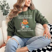 Books and Coffee Owl Sweatshirt: Unisex Reader Gift