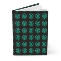 Owl Wreath Hardcover Journal Green and Black Notebook