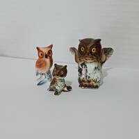 OWLS! 3 Porcelain Miniature Owls