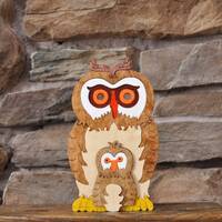 Owl with Baby 3D  Puzzle Wooden Toy Hand Cut with Scroll Saw Bird Art
