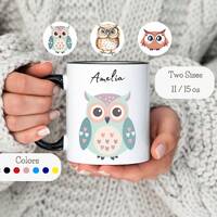 Personalized Cute Owl Mug Cute Owl Gift Custom Name Animal Coffee Cup Customizable Gift for Kids Owl