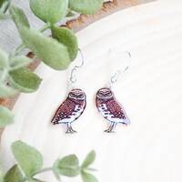 Burrowing Owl Earrings, Handmade Earrings, Owl Earrings, Bird Earrings, Owl Jewelry, Cute Owl Earrin