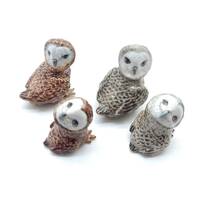 Ceramic Owl Figurines - Set of 2 Miniature Bird Statues