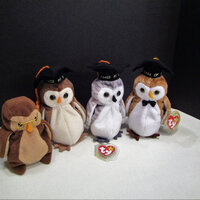 Ty Beanie Babies Graduation Owls, Ty Beanie Babies Graduation Owls Class Of '98 '99 '00 