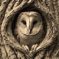 Laser Engrave PNG of a Barn Owl in a Tree | 3D Illusion Burn | Digital Files for Illustrator, Photos