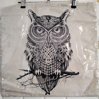 Black owl cushion cover