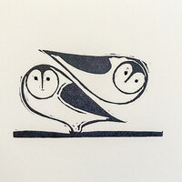 Barn Owls Small Linocut-Affordable-Original Art