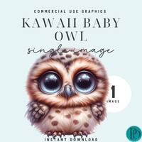 Adorable Kawaii Owl Clipart Graphic Single Image Commercial Use Transparent PNG Baby Shower Nursery